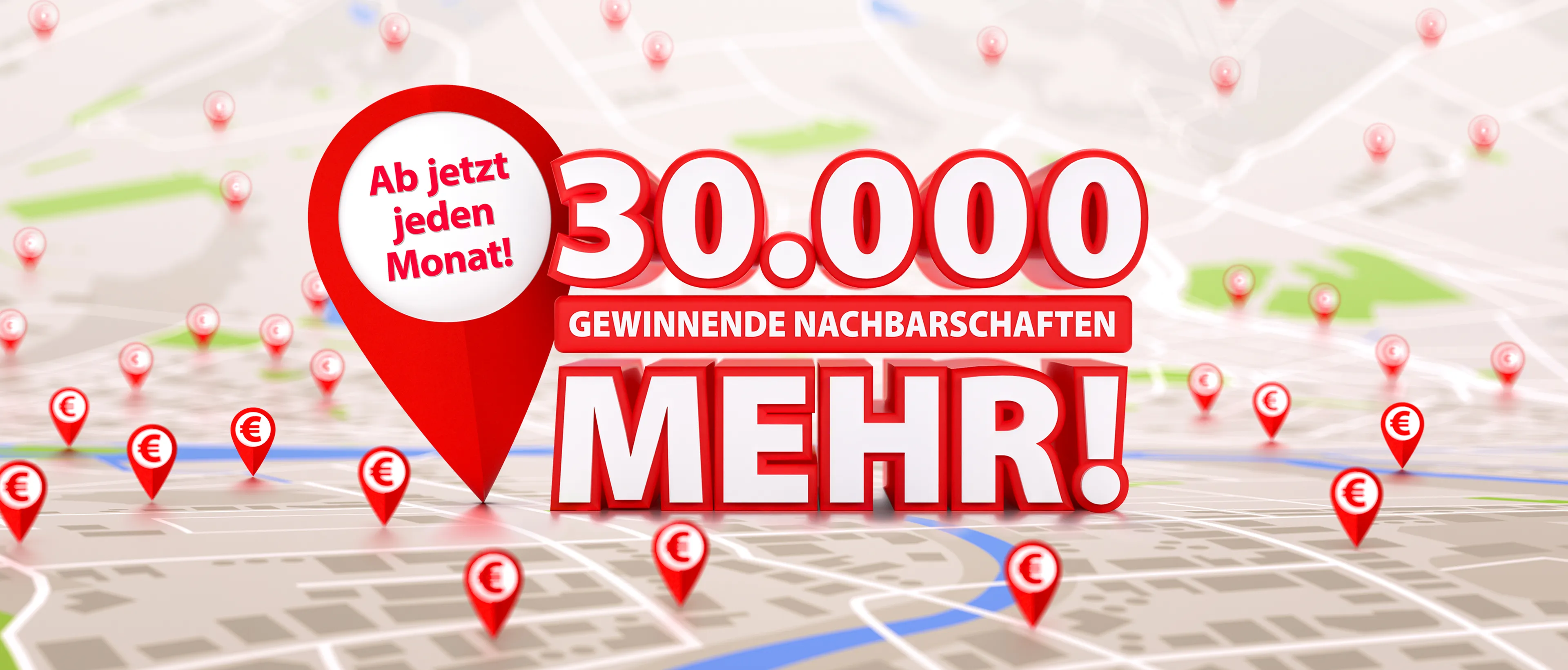 Ab jetzt jeden Monat 30.000 gewinnende Nachbarschaften mehr bei der Deutschen Postcode Lotterie!